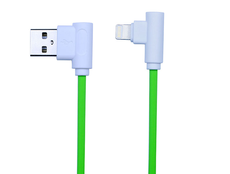 90° Green TPE 8pin cable for iPhone